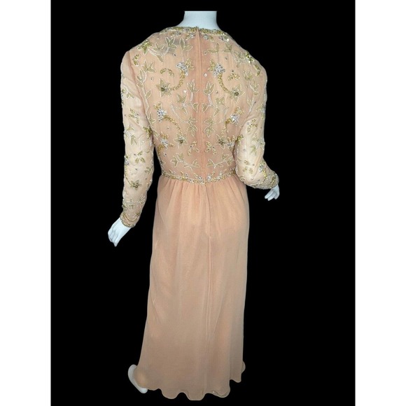 Allison Dresses Vintage 8s Allison Neiman Marcus Chiffon Beaded Gown Blush
